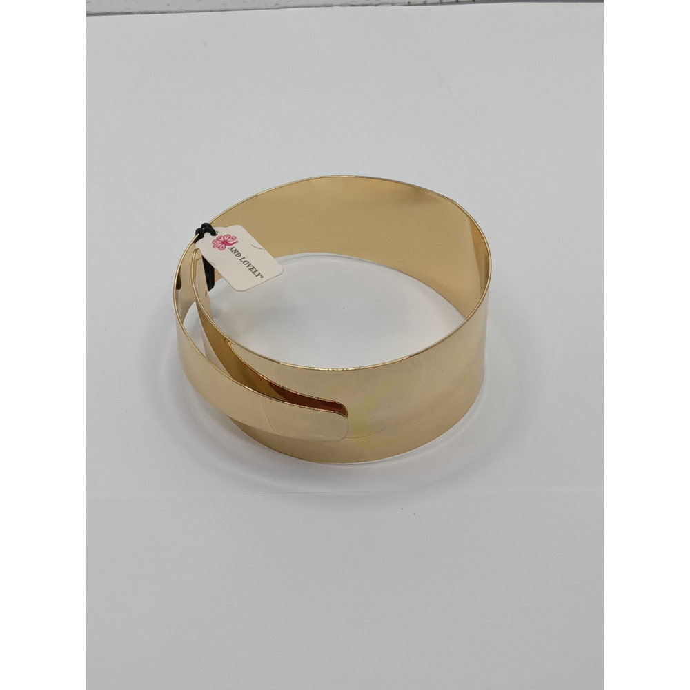 And Lovely Wide Gold-Tone Metal Bangle Bracelet | Bold Statement Jewelry NWT